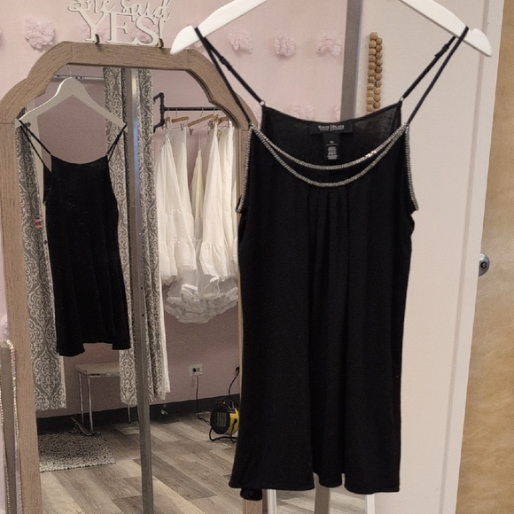 White House Black Market Tops - White House Black Market Black Camisole with Chain Accent